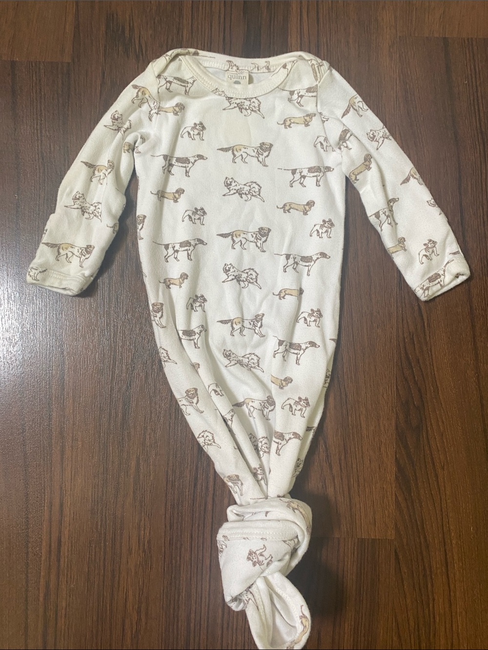 Kate Quinn Cream and Brown Dog-Print Knotted One-Piece